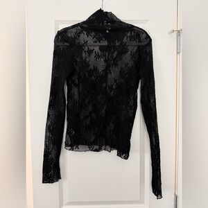 Free People Sheer Black Lace Top Size Medium